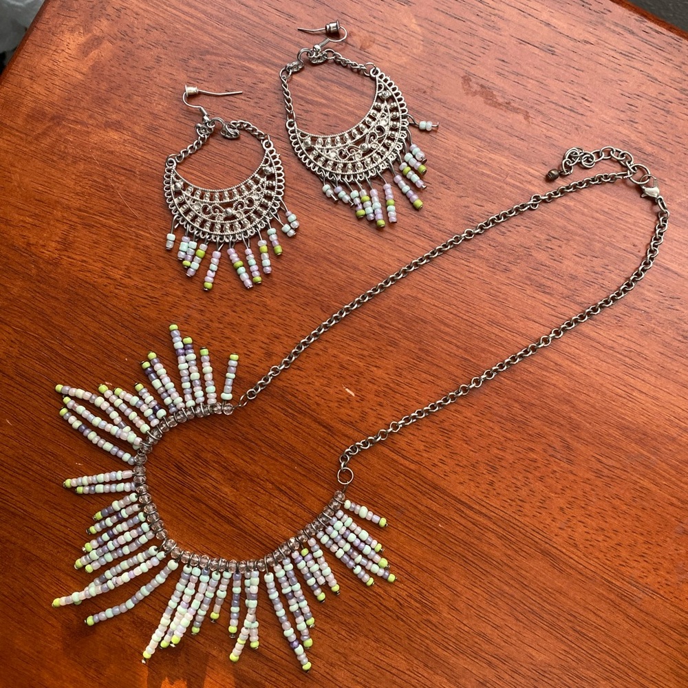 Beaded Necklace and Earring Set